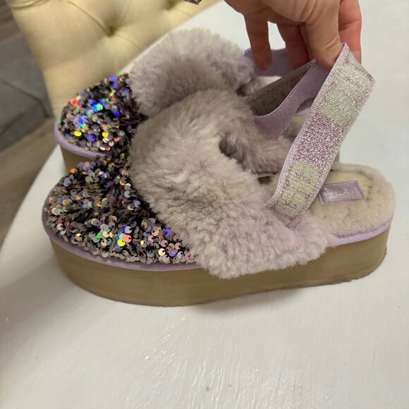 Ugg Funkette chunky sequin platform slippers sz 10 holiday festive sparkly sexy - Picture 16 of 16